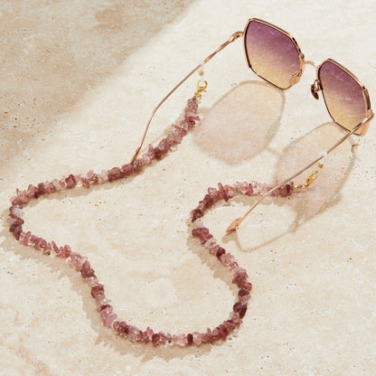 Stenen ketting in roze